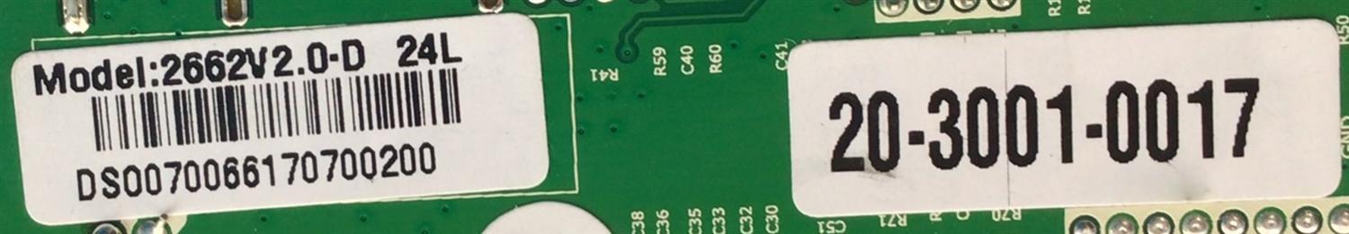 MAIN PARA TV BLUEFIN / NUMERO DE PARTE / 20-3001-0017 / 2662V2.0-D / DS0070066170700200 / MODELO OFBF24-BC01  - Imagen 2
